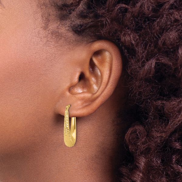 Leslie's 14K Polished and Diamond-cut Hoop Earrings - Image 3