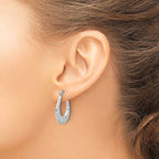 Leslie's 14K White Gold Polished and Diamond-cut Hoop Earrings - Image 3