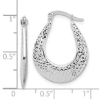 Leslie's 14K White Gold Polished and Diamond-cut Hoop Earrings - Image 4