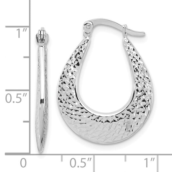 Leslie's 14K White Gold Polished and Diamond-cut Hoop Earrings - Image 4