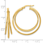 14K Polished and Textured Triple Row Hoop Earrings - Image 4