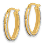 Leslie's 14K Two-tone Polished and Diamond-cut Oval Hoop Earrings - Image 2