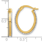 Leslie's 14K Two-tone Polished and Diamond-cut Oval Hoop Earrings - Image 4