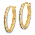 Leslie's 14K Two-tone Polished and Diamond-cut Oval Hoop Earrings - Image 2