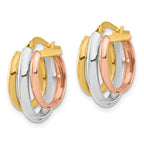 Leslie's 14K with White Rhodium and Rose Gold Plating Polished 3 Row Oval Hoop Earrings - Image 2