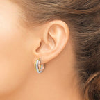 Leslie's 14K with White Rhodium and Rose Gold Plating Polished 3 Row Oval Hoop Earrings - Image 3