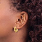 14K Polished and Textured 3-Row J-Hoop Post Earrings - Image 3