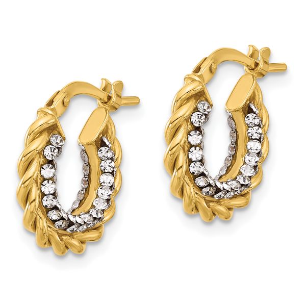 Leslie's 14K Polished with Crystals Twisted Hoop Earrings - Image 2