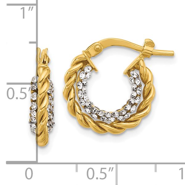 Leslie's 14K Polished with Crystals Twisted Hoop Earrings - Image 4