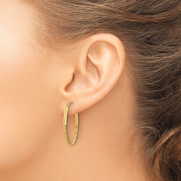 Leslie's 14K Polished Oval Hoop Earrings - Image 3