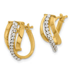 Leslie's 14K Polished with Crystals Fancy Wave Hoop Earrings - Image 2
