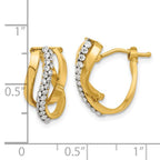 Leslie's 14K Polished with Crystals Fancy Wave Hoop Earrings - Image 4