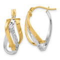 Leslie's 14K w/White Rhodium Polished and D/C Fancy Hoop Earrings