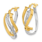 Leslie's 14K w/White Rhodium Polished and D/C Fancy Hoop Earrings - Image 2