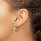Leslie's 14K w/White Rhodium Polished and D/C Fancy Hoop Earrings - Image 3