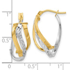 Leslie's 14K w/White Rhodium Polished and D/C Fancy Hoop Earrings - Image 4