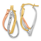 Leslie's 14K with White Rhodium and Rose Gold Plating Polished and Diamond-cut Fancy Hoop Earrings