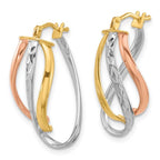Leslie's 14K with White Rhodium and Rose Gold Plating Polished and Diamond-cut Fancy Hoop Earrings - Image 2