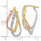 Leslie's 14K with White Rhodium and Rose Gold Plating Polished and Diamond-cut Fancy Hoop Earrings - Image 4