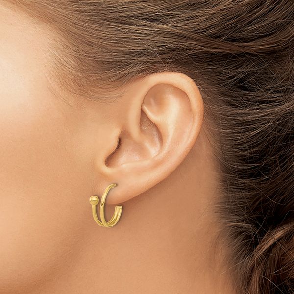 Leslie's 14K Polished J-Hoop Earrings - Image 3