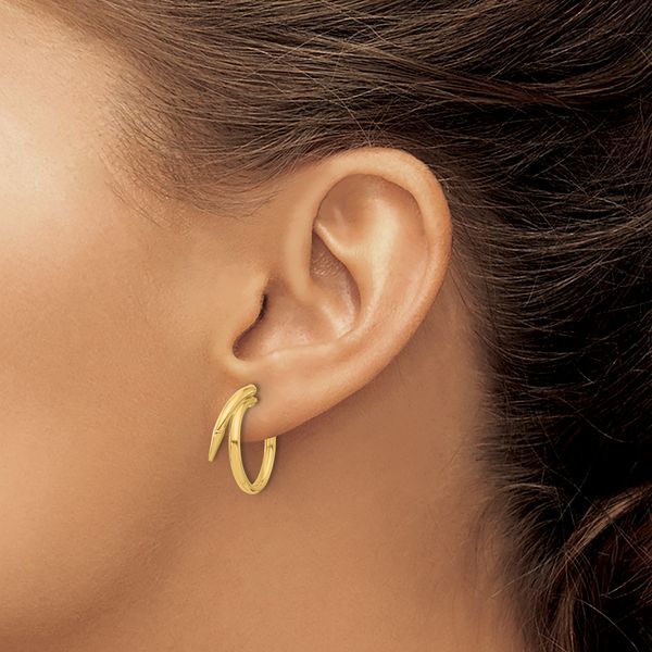 Leslie's 14K Polished J-Hoop Earrings - Image 3