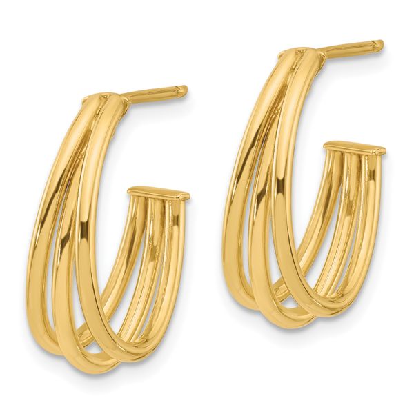 Leslie's 14K Polished 3-Row J-Hoop Post Earrings - Image 2