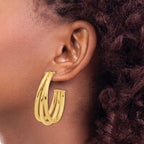 Leslie's 14K Polished 3-Row J-Hoop Post Earrings - Image 3