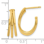 Leslie's 14K Polished 3-Row J-Hoop Post Earrings - Image 4
