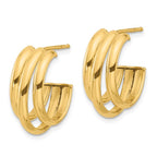 Leslie's 14K Polished 3-Row J-Hoop Post Earrings - Image 2