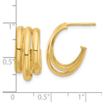 Leslie's 14K Polished 3-Row J-Hoop Post Earrings - Image 4
