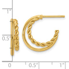 Leslie's 14K Polished and Textured 2-Row J-Hoop Post Earrings - Image 4
