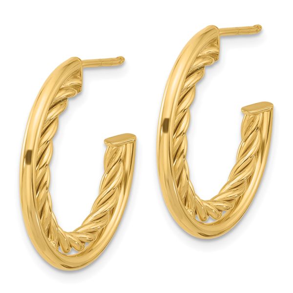 Leslie's 14K Polished and Textured J-Hoop Post Earrings - Image 2