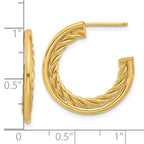 Leslie's 14K Polished and Textured J-Hoop Post Earrings - Image 4