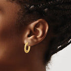 Leslie's 14K Polished and Textured J-Hoop Post Earrings - Image 3
