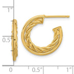 Leslie's 14K Polished and Textured J-Hoop Post Earrings - Image 4
