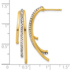 Leslie's 14K Polished with Crystals 3-Row Drop Post Earrings - Image 4