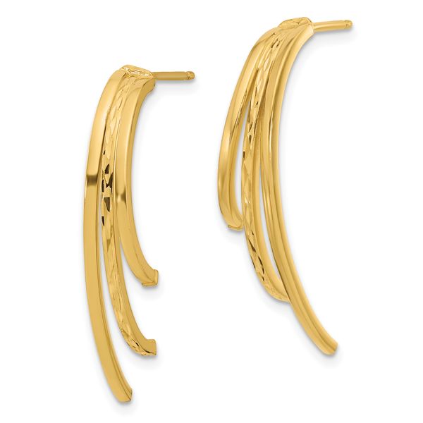 Leslie's 14K Polished and D/C 3-Row Drop Post Earrings - Image 2