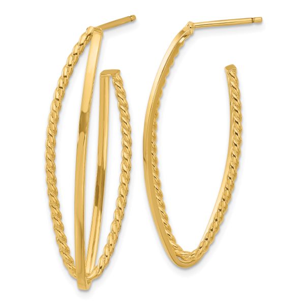 Leslie's 14K Polished and Textured Fancy Drop Post Earrings
