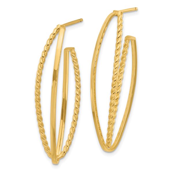 Leslie's 14K Polished and Textured Fancy Drop Post Earrings - Image 2