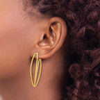 Leslie's 14K Polished and Textured Fancy Drop Post Earrings - Image 3