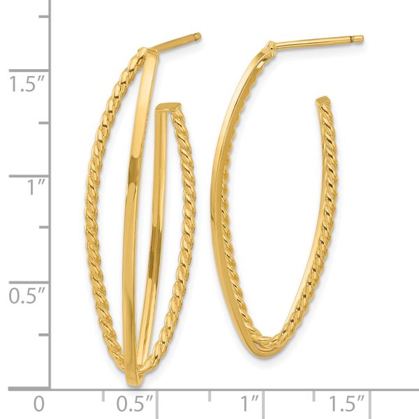 Leslie's 14K Polished and Textured Fancy Drop Post Earrings - Image 4