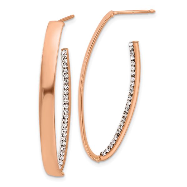 Leslie's 14K w/Rose Gold-plated Polished Crystals J-Hoop Post Earrings