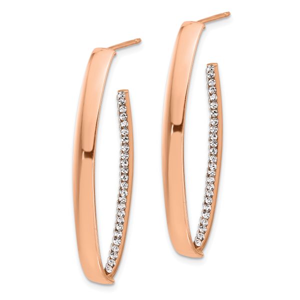 Leslie's 14K w/Rose Gold-plated Polished Crystals J-Hoop Post Earrings - Image 2