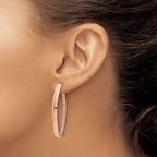 Leslie's 14K w/Rose Gold-plated Polished Crystals J-Hoop Post Earrings - Image 3