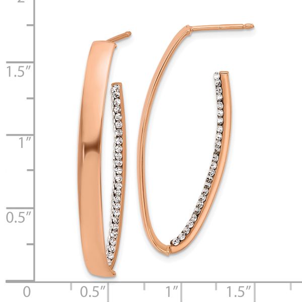 Leslie's 14K w/Rose Gold-plated Polished Crystals J-Hoop Post Earrings - Image 4
