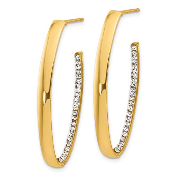 Leslie's 14K Polished with Crystals J-Hoop Drop Post Earrings - Image 2