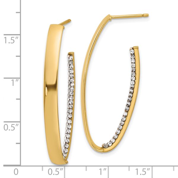 Leslie's 14K Polished with Crystals J-Hoop Drop Post Earrings - Image 4