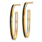 Leslie's 14K Polished with Black Enamel Oval J-hoop Post Earrings - Image 2