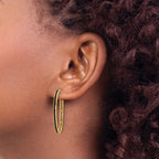 Leslie's 14K Polished with Black Enamel Oval J-hoop Post Earrings - Image 3