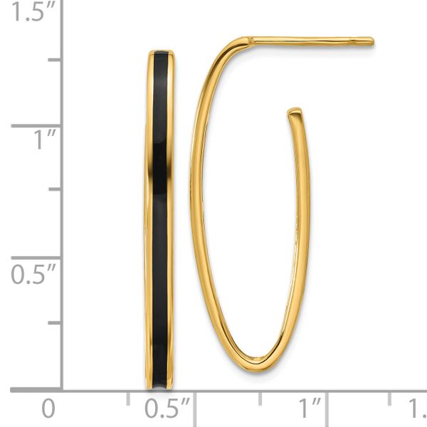 Leslie's 14K Polished with Black Enamel Oval J-hoop Post Earrings - Image 4